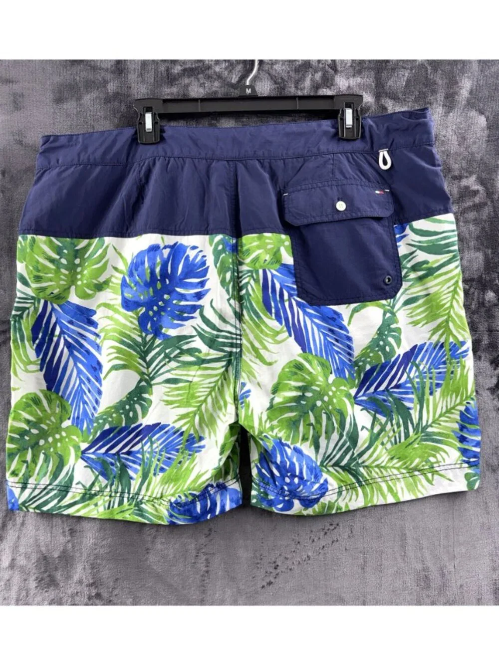 Tommy Hilfiger Men's XXL Tropical Palm Leaf Swim Trunks Board Shorts Blue Green